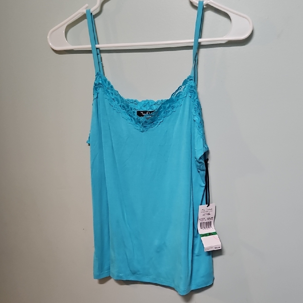 Nue Options Y2K Turquoise Lace Cami Top